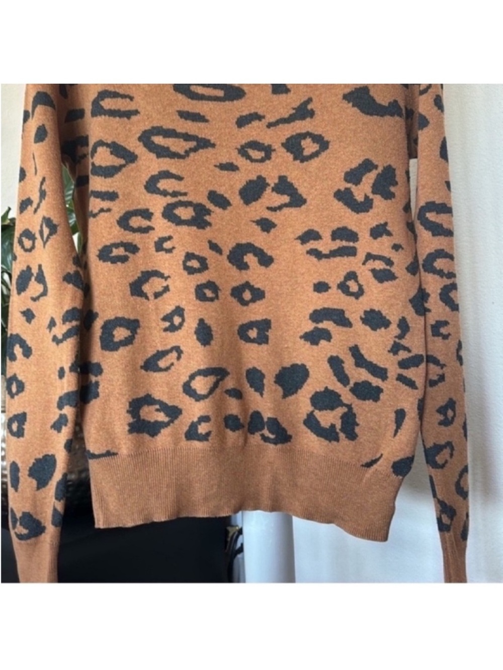 Mossimo Leopard Camouflage Knit Sweaters Sz M Crew Green Brown Black - Picture 11 of 14